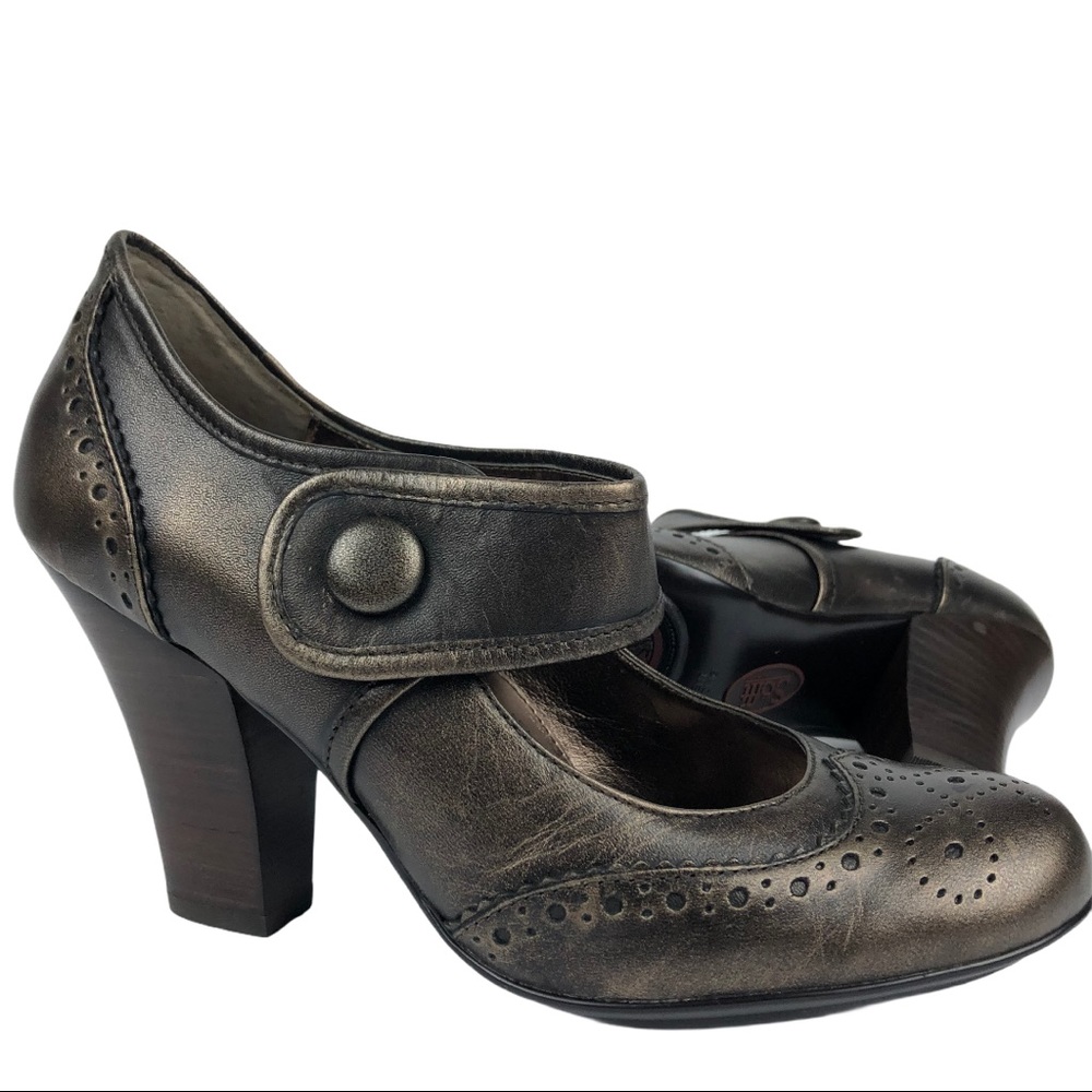 Sofft Womens Fiona in Smog Leather Mary Jane  7.5